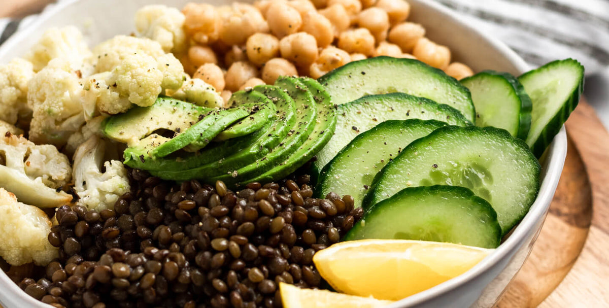 Roasted Cauliflower, Lentil, and Chickpea Power Bowl