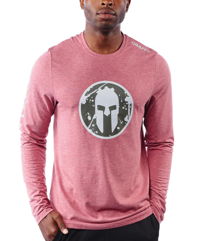 CRAFT SPARTAN By CRAFT Helmet Logo Tri-Blend LS Tee - Men's Rhubarb Heather S