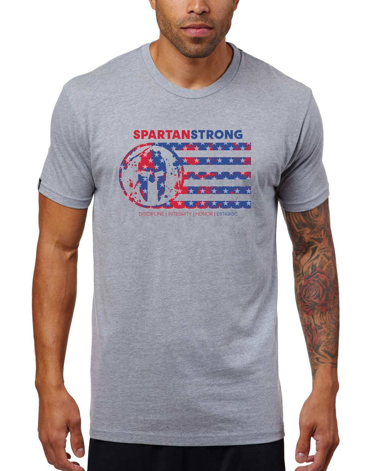 Spartan Shop SPARTAN Stars & Stripes Tee - Men's Gray Heather S
